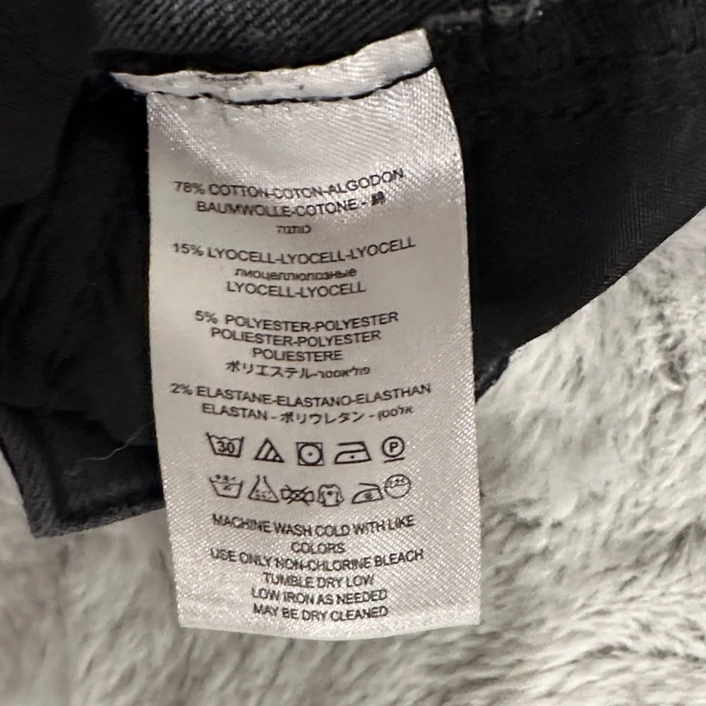 Free People Distressed Black Skinny Jeans Size 28 | Raw Hem Stretch Denim